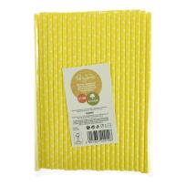 Opakowanie Słomki papierowe żółte w białe kropki 144szt