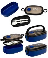 Opakowanie Śniadaniówka Aqua Pure + sztućce blue/black ASTRA