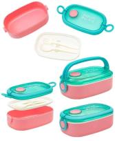 Opakowanie Śniadaniówka Aqua Pure + sztućce mint/pink ASTRA