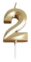Opakowanie Świeczka 2 złota 4,8cm PARTY GO