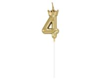 Opakowanie Świeczka 4 z koroną szampańskie złoto 12cm