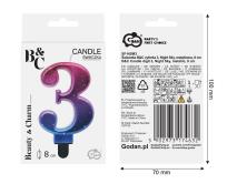 Opakowanie Świeczka B&C cyferka 3 Night Sky metal 8cm