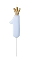 Opakowanie Świeczka urodzinowa 1 jasny niebieski 9,5cm