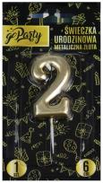 Opakowanie Świeczka urodzinowa 2 Metaliczna złota