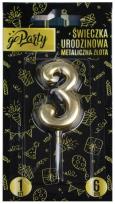 Opakowanie Świeczka urodzinowa 3 Metaliczna złota