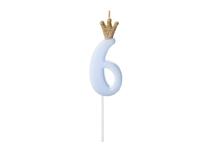 Opakowanie Świeczka urodzinowa 6 jasny niebieski 9,5cm