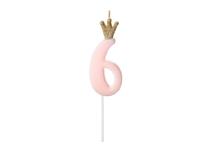 Opakowanie Świeczka urodzinowa 6 jasny różowy 9,5cm