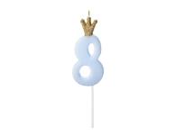 Opakowanie Świeczka urodzinowa 8 jasny niebieski 9,5cm