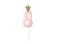 Opakowanie Świeczka urodzinowa 8 jasny różowy 9,5cm