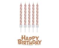 Opakowanie Świeczki B&C Happy Birthday różowo-złote 16szt