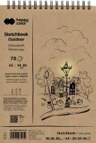 Opakowanie Szkicownik na spirali plenerowy A5 80/90g 70ark. 3 kolory Happy Color