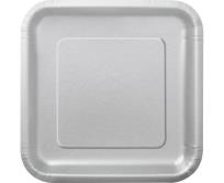 Opakowanie Talerzyki papierowe srebrne 23cm kwadratowe 14szt