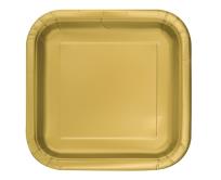 Opakowanie Talerzyki papierowe złote kwadratowe 18cm 16szt