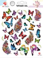 Opakowanie Tatuaże zmywalne dla dzieci Pióra motyle XXL