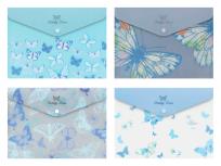 Zdjęcie produktu Teczka A5 kopertowa na zatrzask nadruk Motyle niebieska 1szt.mix