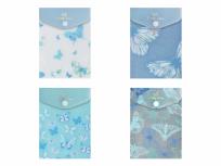 Zdjęcie produktu Teczka A6 kopertowa na zatrzask nadruk Motyle niebieska 1szt.mix