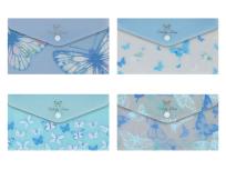 Zdjęcie produktu Teczka DL kopertowa na zatrzask nadruk Motyle niebieska 1szt.mix