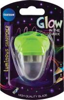 Opakowanie Temperówka plastikowa z dwoma ostrzami i pojemnikiem świecąca w ciemności