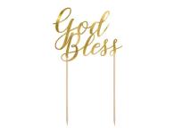 Opakowanie Topper na tort God Bless złoty 27,5cm