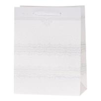 Opakowanie Torebka Lux 14,5x15x6,5cm brokat biała ROZETTE