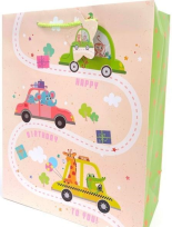 Opakowanie Torebka ozdobna matowa 26x32x12cm Autka