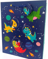 Opakowanie Torebka ozdobna matowa 26x32x12cm Dinozaury