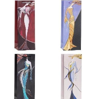 Opakowanie Torebka ozdobna na butelkę 12x35x9cm mix ROZETTE
