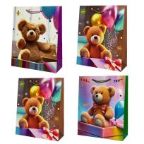 Opakowanie Torebka prezentowa dziecięca L Miś z balonami mix