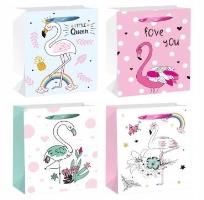 Opakowanie Torebka prezentowa L Flaming szerokie dno