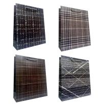 Opakowanie Torebka prezentowa uniwersalna L ciemna krata mix