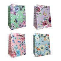 Opakowanie Torebka prezentowa uniwersalna M Kwiaty brokat mix