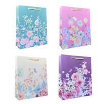 Opakowanie Torebka prezentowa uniwersalna S Kwiaty brokat mix