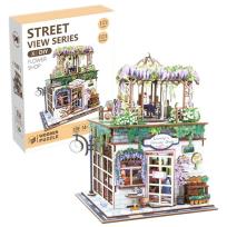 Opakowanie Uliczny zakątek drewniane puzzle 3D kwiaciarnia