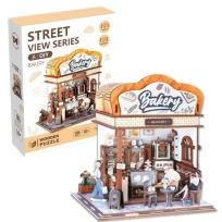 Opakowanie Uliczny zakątek drewniane puzzle 3D piekarnia