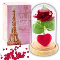 Opakowanie Wieczna róża w szkle oświetlenie LED czerwona