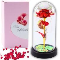Opakowanie Wieczna róża w szkle oświetlenie LED motylek czerw