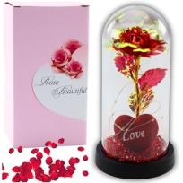 Opakowanie Wieczna róża w szkle oświetlenie LED serce czerw