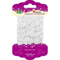 Opakowanie Wstążka tiulowa kwiatuszki białe