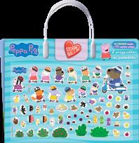 Okładka książki Z przyjaciółmi na podwórku. Świnka Peppa. Kocham naklejać