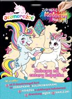 Okładka książki Zabawy na cztery kopytka. Moje Jednorożce. Zdrapuj, koloruj, naklejaj