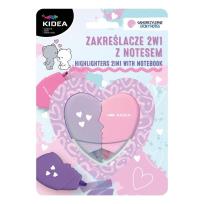 Opakowanie Zakreślacze Serce 2w1 z notesem KIDEA