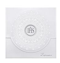 Opakowanie Zaproszenia komunijne z ornamentem biały 10szt