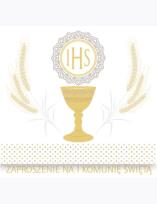 Opakowanie Zaproszenie kwadrat ZKW 120x120 Komunia zest. 57188 Dziecięce - Chłopiec, Dziewczynka, Grafika, Religia, Tłoczenie, Złote