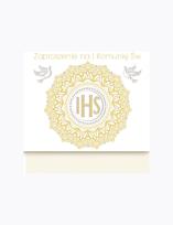 Opakowanie Zaproszenie kwadrat ZKW 120x120 Komunia zest. 57190 Dziecięce - Chłopiec, Dziewczynka, Grafika, Religia, Tłoczenie, Złote