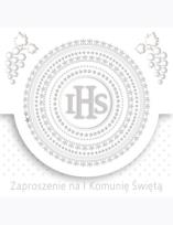 Opakowanie Zaproszenie kwadrat ZKW 120x120 Komunia zest. 57191 Dziecięce - Chłopiec, Dziewczynka, Grafika, Religia, Srebrne, Tłoczenie