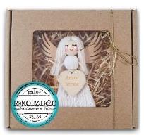 Opakowanie Zawieszka Anioł stróż. Biały. Długie włosy