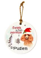 Opakowanie Zawieszka ceramiczna Boże Narodzenie Pudel