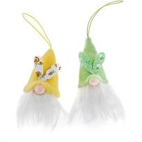 Opakowanie Zawieszki gnomy 8cm 2szt zółte i zielone