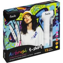 Opakowanie Zestaw Airbrush pistolet + markery do tkanin Fiorello 12 kolorów  GR-9900KW